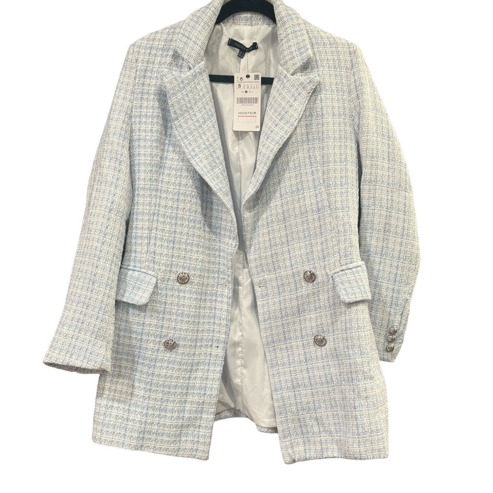Women's Blue Plaid Coat